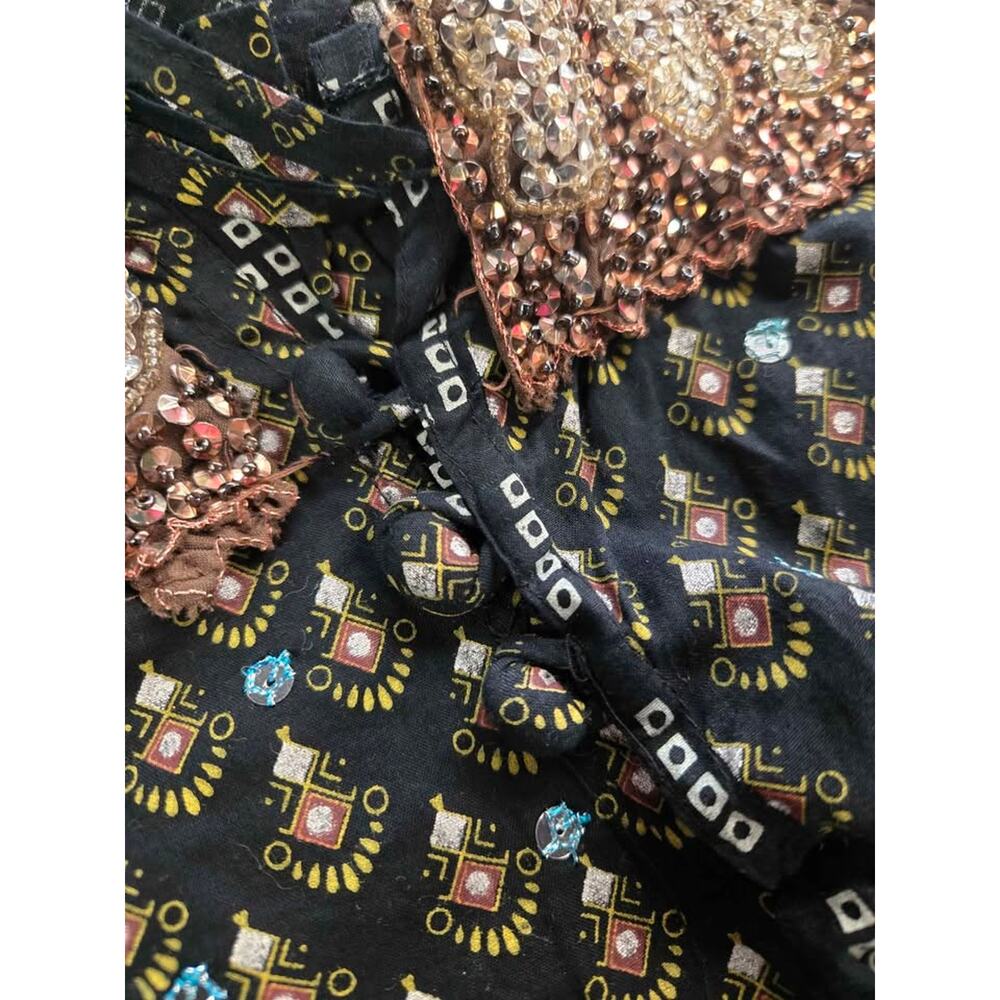 ​younique MULTIFUNKTIONAL boho-chic beaded ​Black Gold Silver  Accents Large​ - Picture 4 of 8